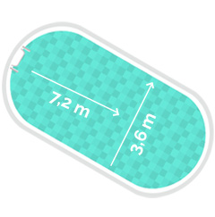 Ovalpool 3,6 x 7,2 m, Tiefe 1,5 m