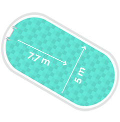 Ovalpool 5 x 7,7 m, Tiefe 1,2 m