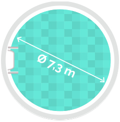 Rundpool Ø 7,3m, Tiefe 1,35m