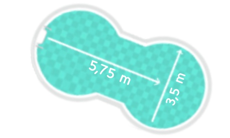 Achtformpool 3,5 x 5,75 m, Tiefe 1,2 m
