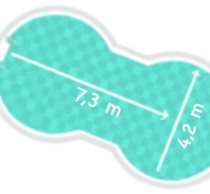 Achtformpool 4,2 x 7,3 m, Tiefe 1,2 m